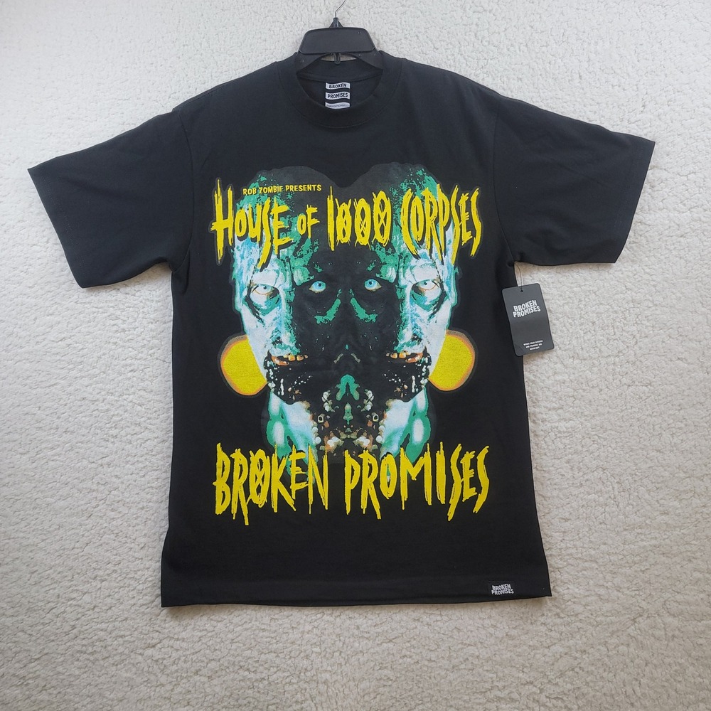 Broken Promises T-Shirt Mens Large Black Rob Zombie House of 1000 Corpses NWT